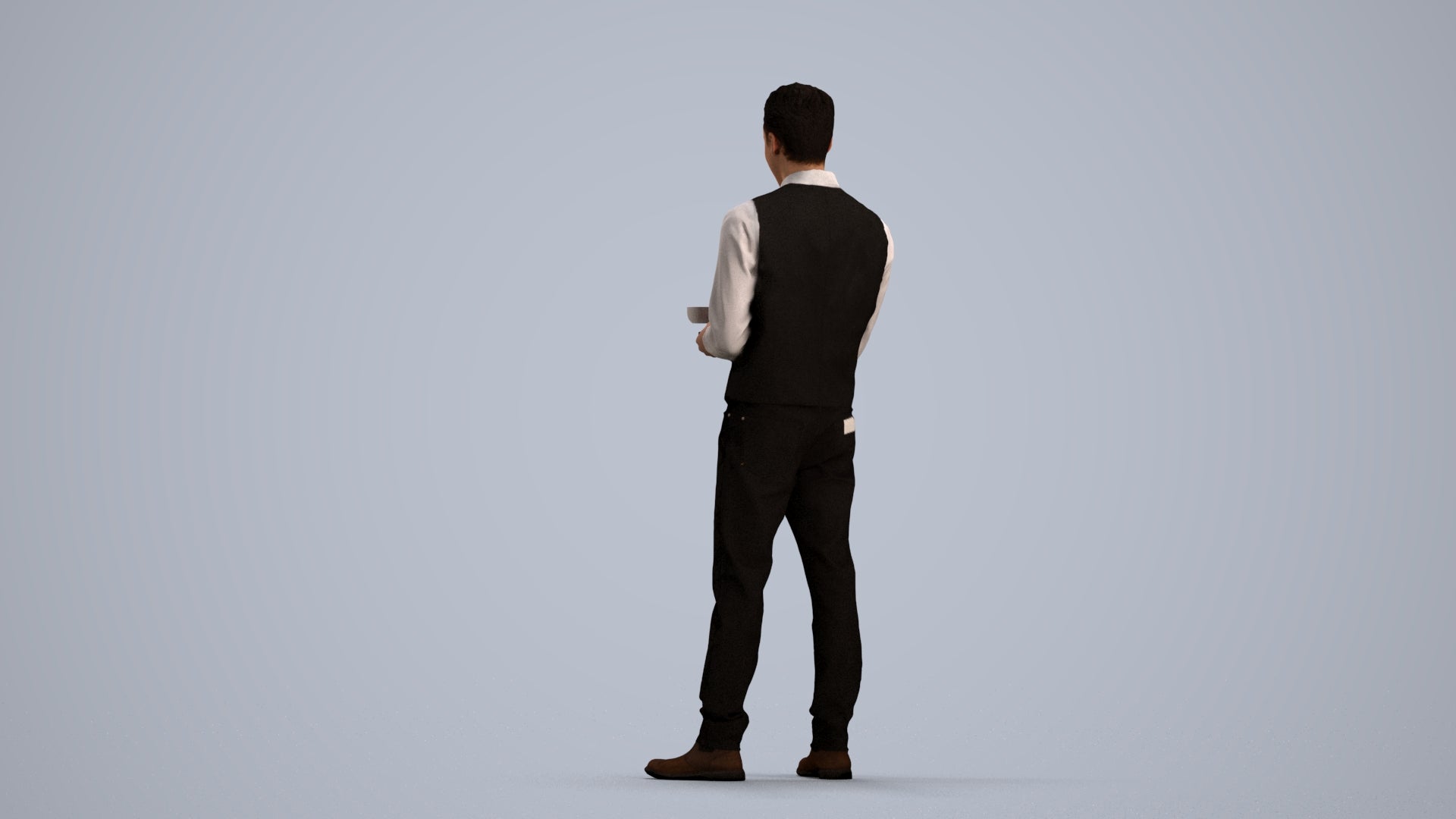 3D scanned man hospitality, photorealistic archviz people for Enscape and SketchUp, front view render