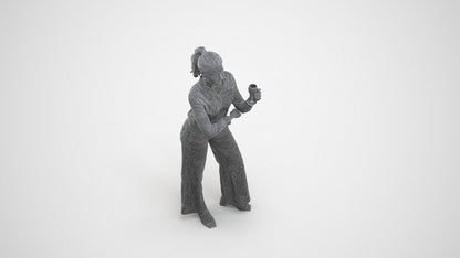scanned 3D woman casual standing, photogrammetry people for Enscape and V-Ray, wireframe three-quarter view