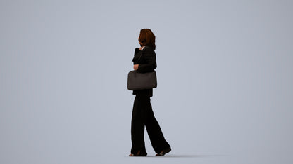 scanned 3D senior woman business walking, photogrammetry people for Enscape and V-Ray, three-quarter view render