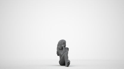 realistic 3D woman pool, scanned archviz people for Blender and 3ds Max, wireframe side view
