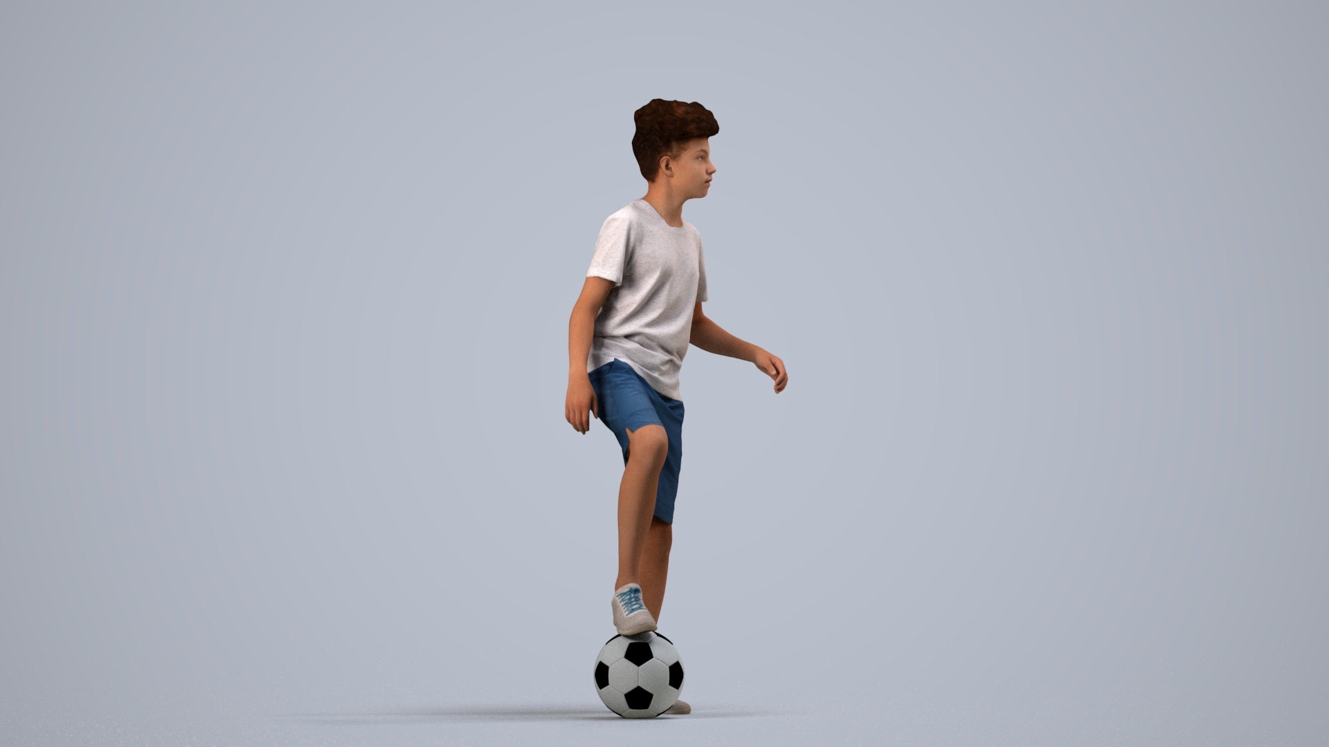 photogrammetry 3D boy casual kids, realistic human model archviz FBX, side view render