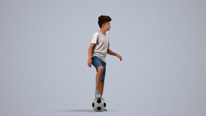 photogrammetry 3D boy casual kids, realistic human model archviz FBX, side view render