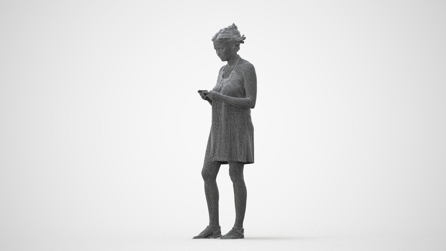 photogrammetry 3D woman standing, realistic human model archviz FBX, square thumbnail
