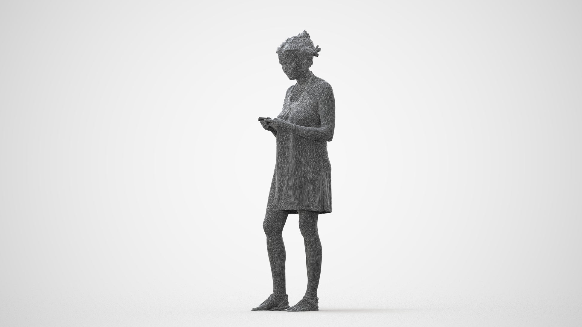 photogrammetry 3D woman standing, realistic human model archviz FBX, square thumbnail