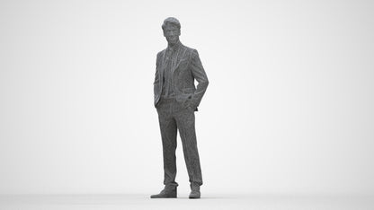 realistic 3D people man business, render-ready for V-Ray and Corona, FBX OBJ, wireframe back view