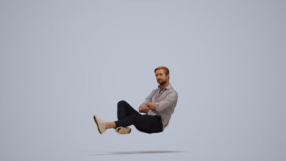 realistic 3D human man casual sitting, archviz people FBX OBJ for Blender, standing pose render