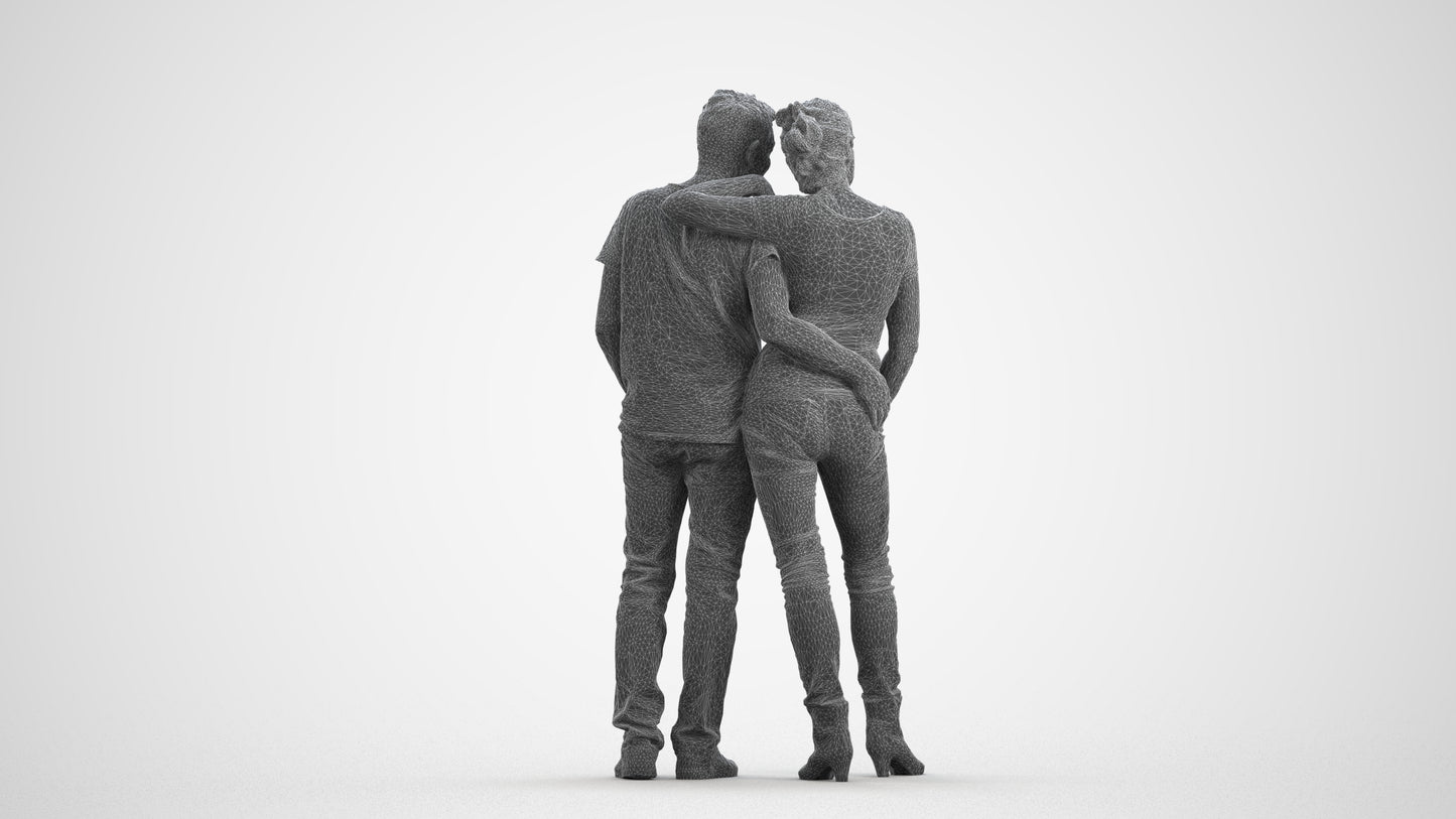 realistic 3D senior woman casual standing, scanned archviz people for Blender and 3ds Max, wireframe front view
