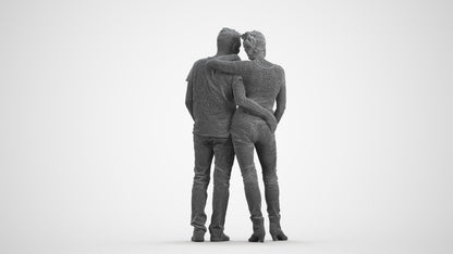 realistic 3D senior woman casual standing, scanned archviz people for Blender and 3ds Max, wireframe front view