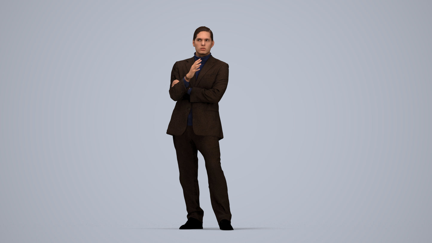 scanned 3D man business, photogrammetry people for Enscape and V-Ray, top-down view render