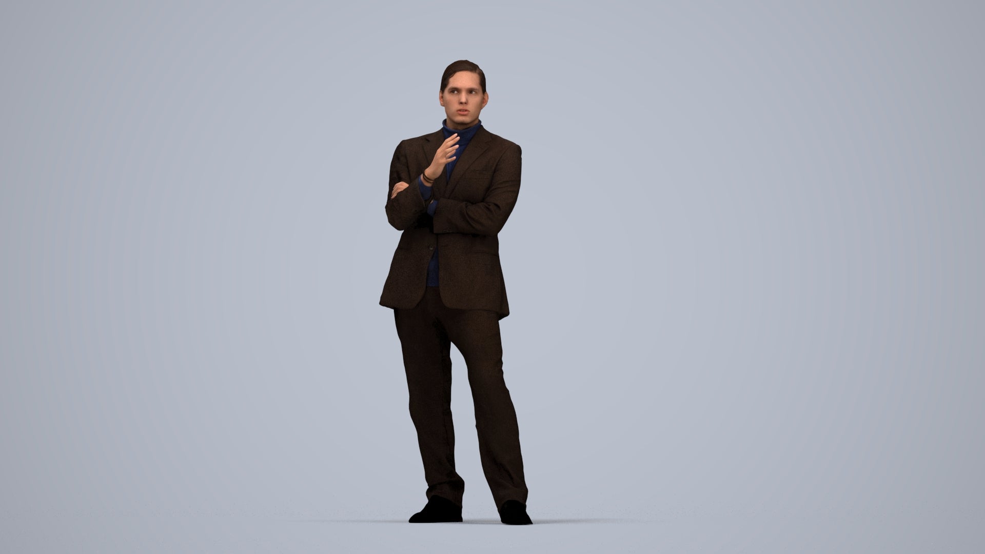 scanned 3D man business, photogrammetry people for Enscape and V-Ray, top-down view render