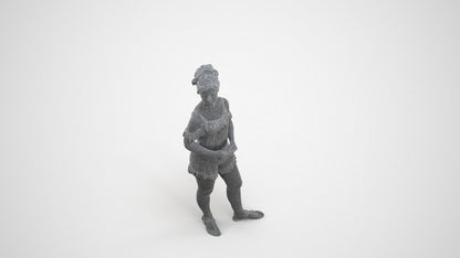 3D scanned girl kids casual, photorealistic archviz people for Enscape and SketchUp, wireframe three-quarter view