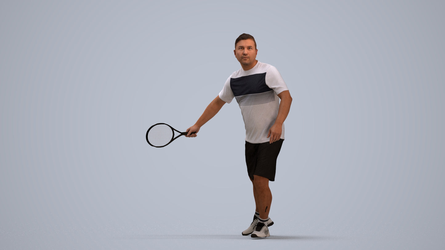 3D people model man sport, scanned human for 3ds Max rendering, standing pose render