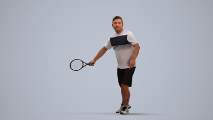 3D people model man sport, scanned human for 3ds Max rendering, standing pose render