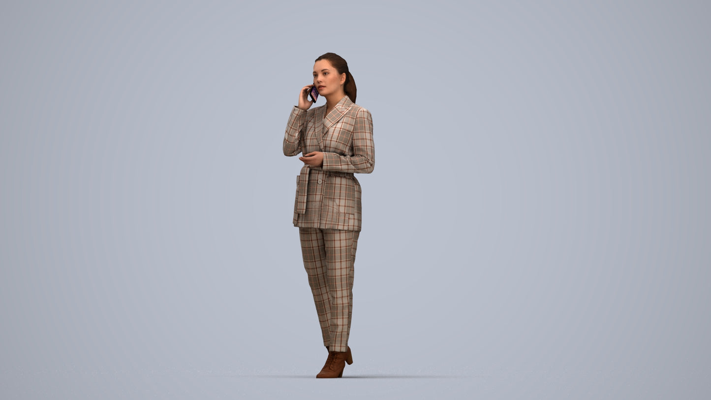 3D scanned woman business, photorealistic archviz people for Enscape and SketchUp, top-down view render