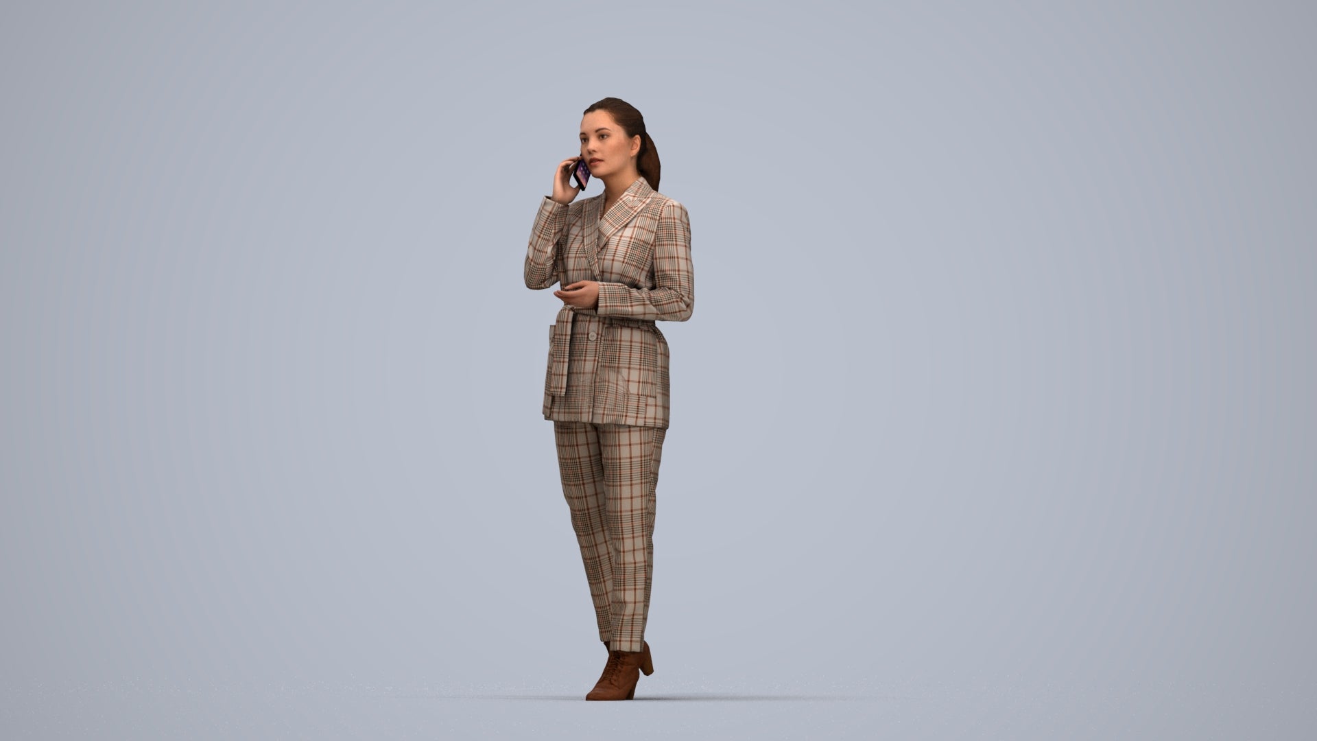 3D scanned woman business, photorealistic archviz people for Enscape and SketchUp, top-down view render