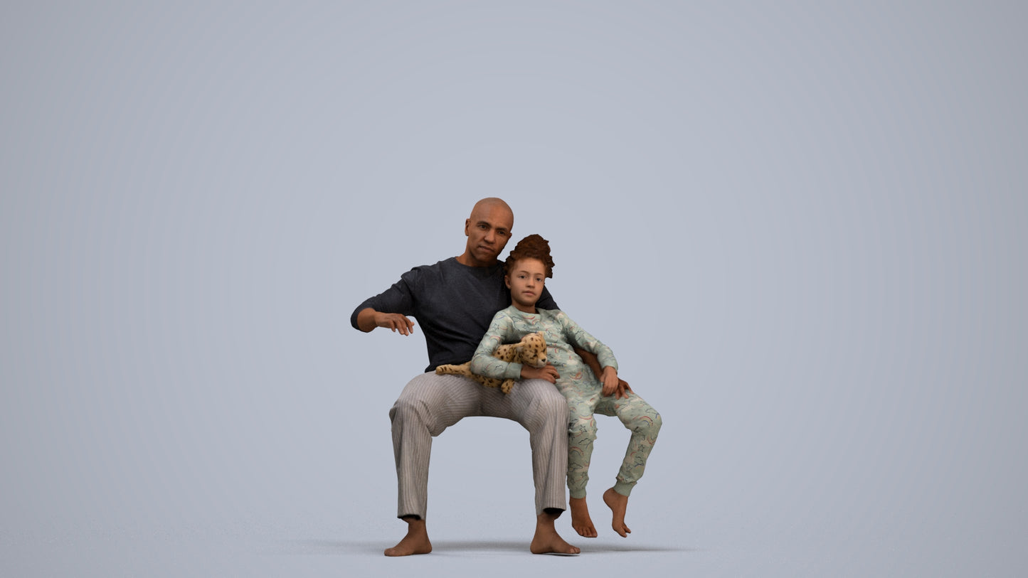 3D human model girl casual kids, photogrammetry scanned person for archviz, standing pose render