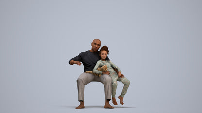 3D human model girl casual kids, photogrammetry scanned person for archviz, standing pose render