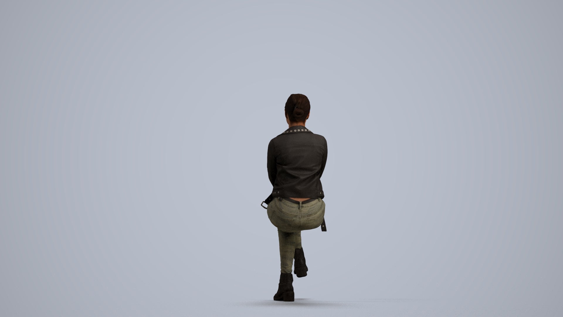 3D people model woman casual sitting, scanned human for 3ds Max rendering, front view render