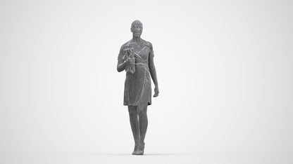 realistic 3D woman business standing, scanned archviz people for Blender and 3ds Max, wireframe back view