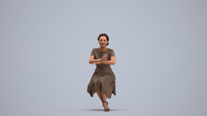 realistic 3D woman casual sitting, scanned archviz people for Blender and 3ds Max, standing pose render