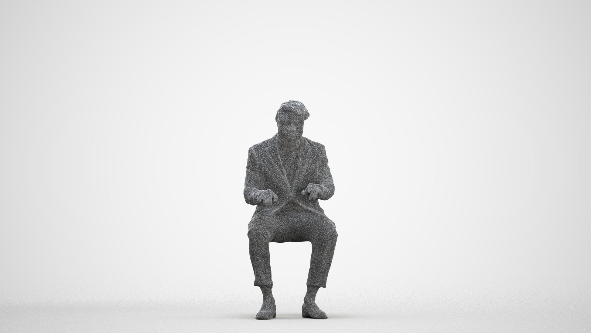 3D people model man business, scanned human for 3ds Max rendering, three-quarter front view render
