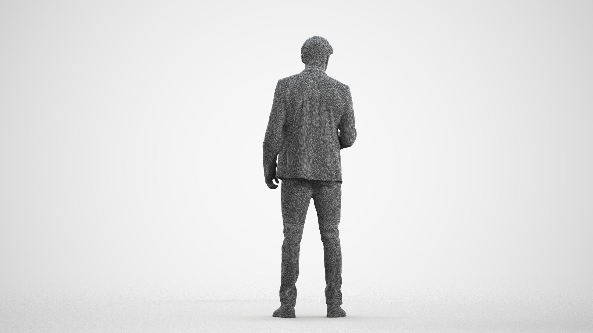 realistic 3D human man business, archviz people FBX OBJ for Blender, wireframe front view