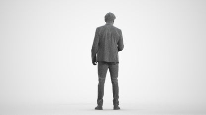 realistic 3D human man business, archviz people FBX OBJ for Blender, wireframe front view