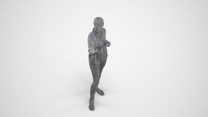 3D people model woman casual standing, scanned human for 3ds Max rendering, wireframe three-quarter view