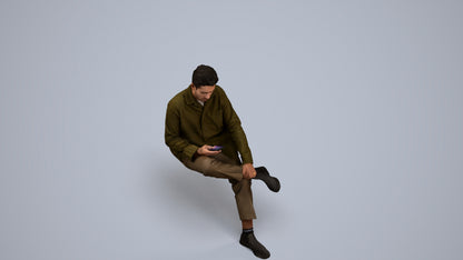 photogrammetry 3D man casual mix, realistic human model archviz FBX, side view render