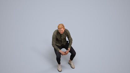 realistic 3D man casual sitting, scanned archviz people for Blender and 3ds Max, back view render