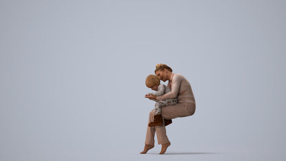 3D people model girl kids, scanned human for 3ds Max rendering, three-quarter view render