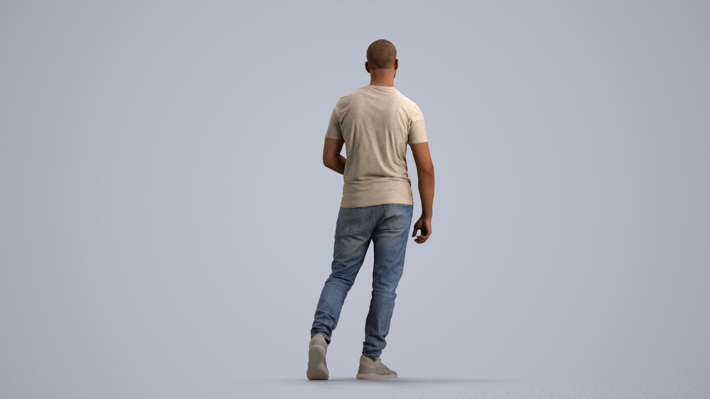 scanned 3D man casual walking, photogrammetry people for Enscape and V-Ray, front view render