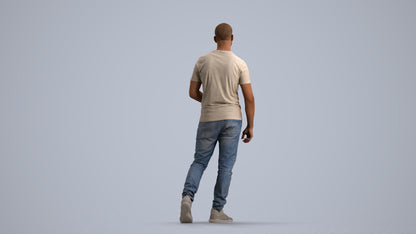 scanned 3D man casual walking, photogrammetry people for Enscape and V-Ray, front view render