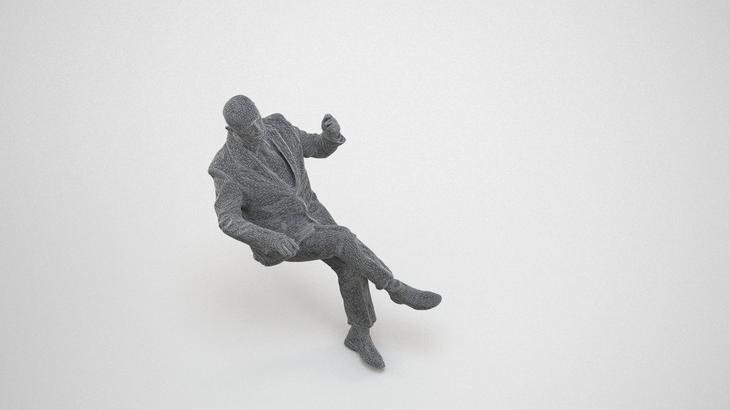 realistic 3D people senior man business, render-ready for V-Ray and Corona, FBX OBJ, wireframe three-quarter view