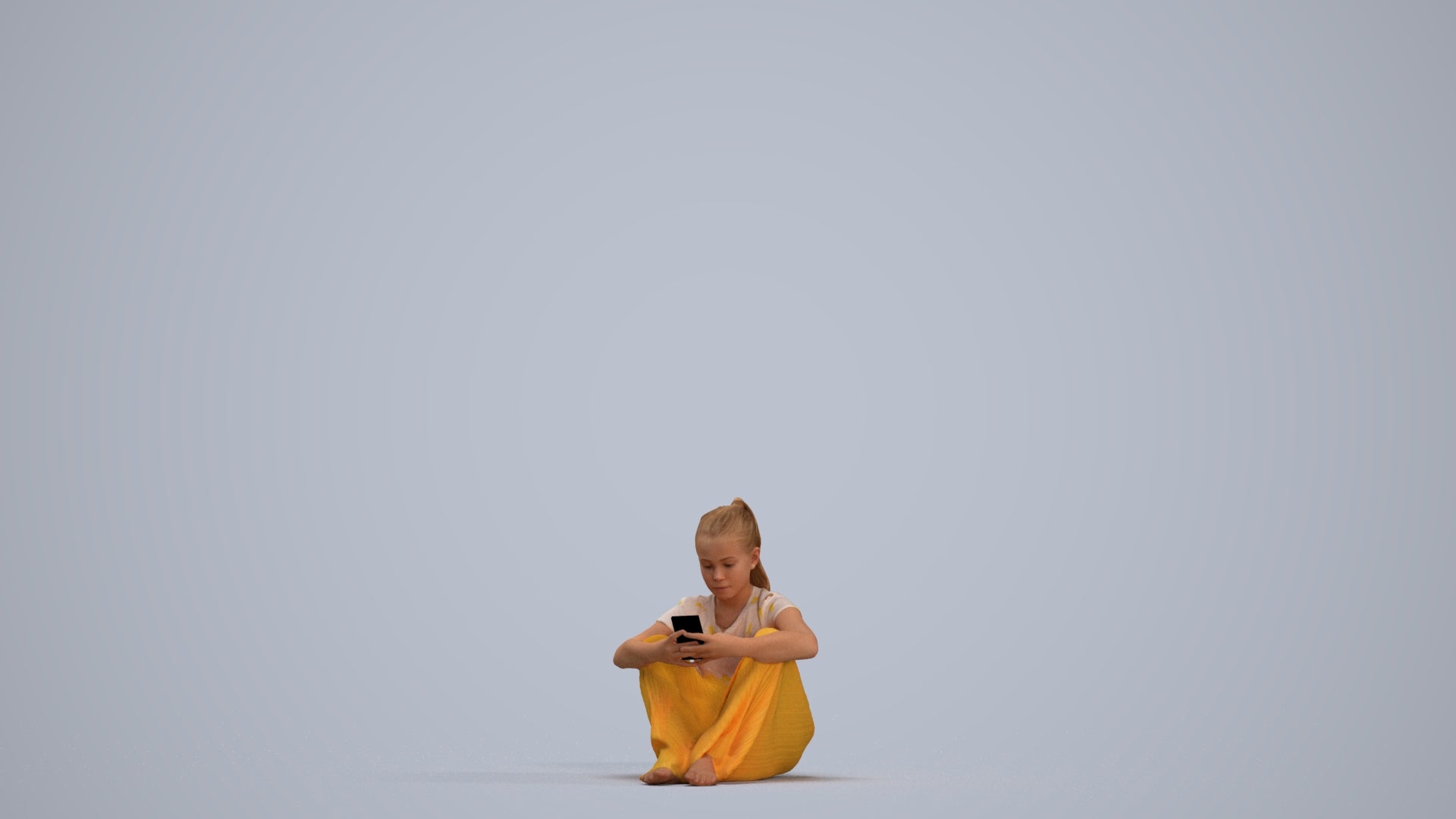 3D human model girl casual kids, photogrammetry scanned person for archviz, standing pose render