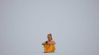 3D human model girl casual kids, photogrammetry scanned person for archviz, standing pose render