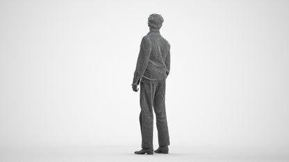realistic 3D human man business standing, archviz people FBX OBJ for Blender, wireframe front view