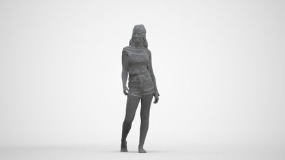 realistic 3D people girl casual walking, render-ready for V-Ray and Corona, FBX OBJ, three-quarter front view render