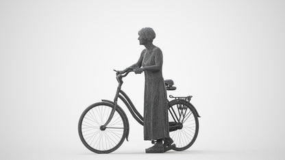 scanned 3D senior woman cycling, photogrammetry people for Enscape and V-Ray, square thumbnail