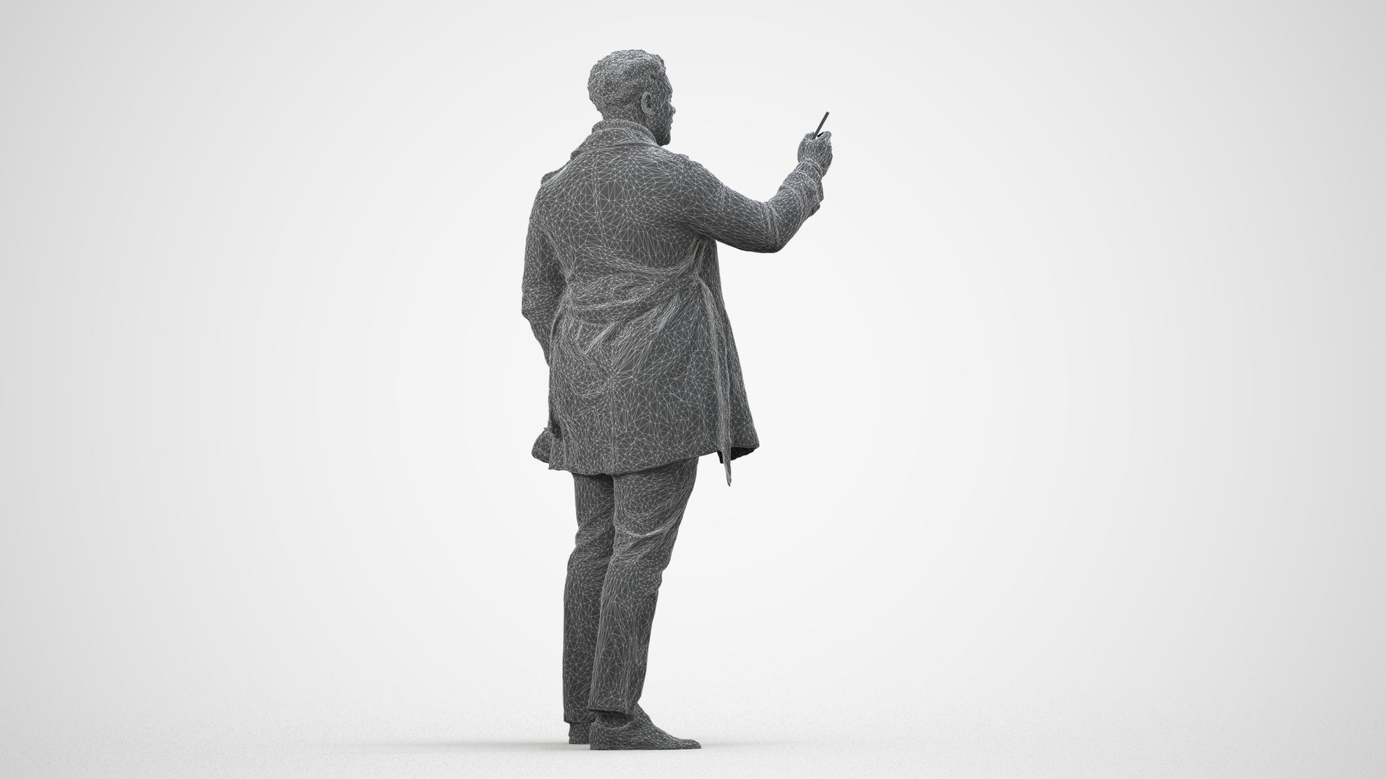 photogrammetry 3D man casual standing, realistic human model archviz FBX, wireframe side view
