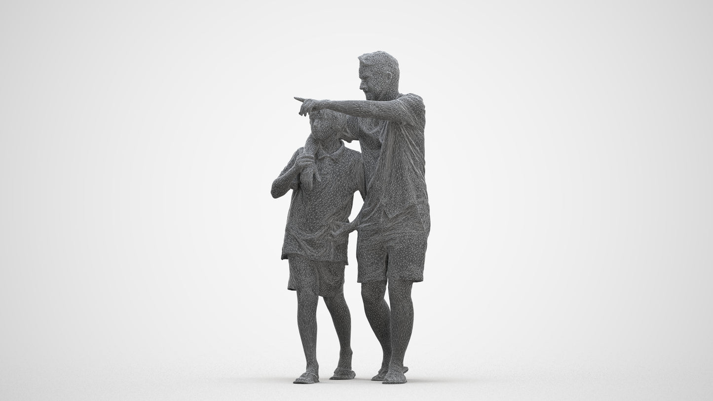 photogrammetry 3D boy kids, realistic human model archviz FBX, three-quarter front view render