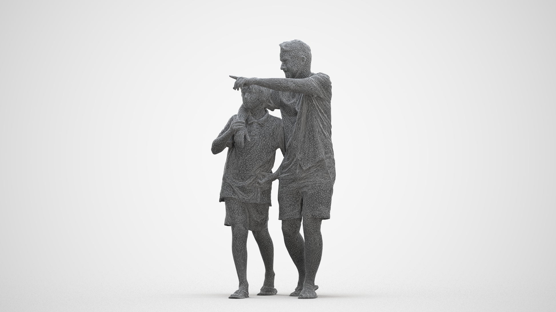 photogrammetry 3D boy kids, realistic human model archviz FBX, three-quarter front view render