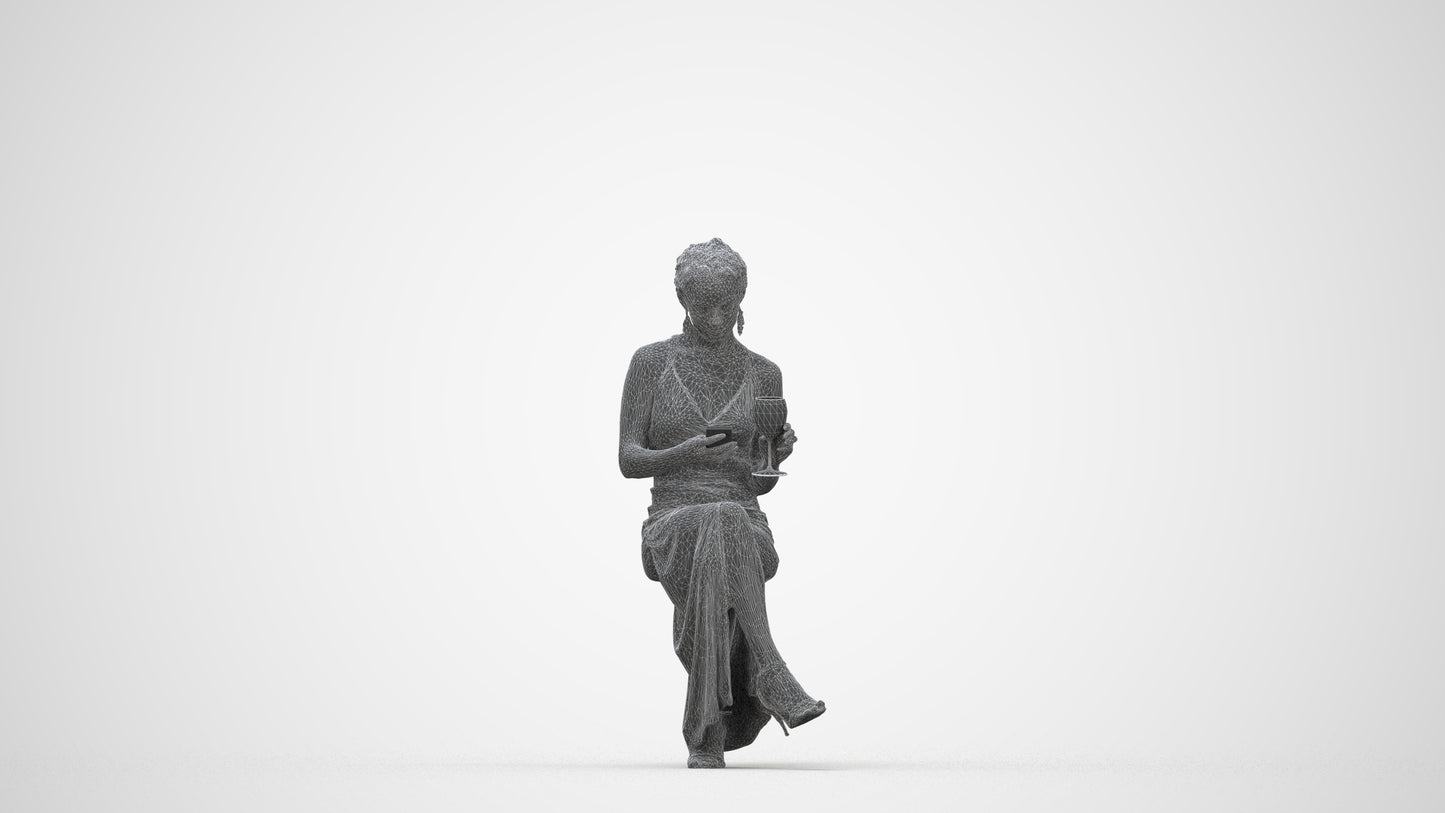 3D people model woman formal formalaffairs, scanned human for 3ds Max rendering, wireframe back view