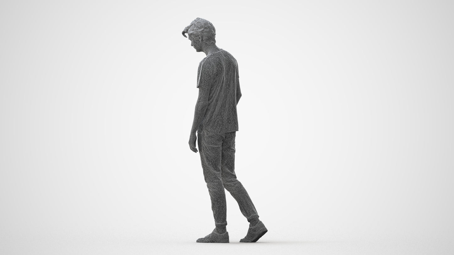 realistic 3D people man casual walking, render-ready for V-Ray and Corona, FBX OBJ, square thumbnail