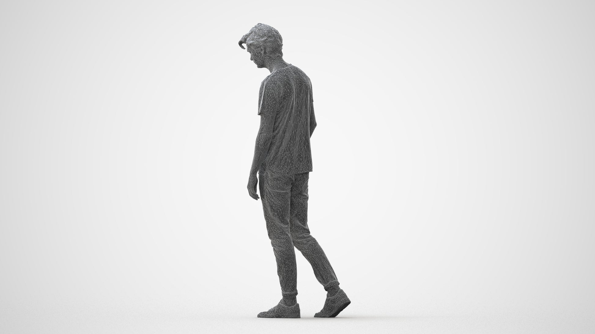 realistic 3D people man casual walking, render-ready for V-Ray and Corona, FBX OBJ, square thumbnail