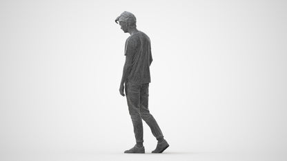 realistic 3D people man casual walking, render-ready for V-Ray and Corona, FBX OBJ, square thumbnail