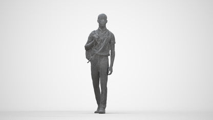 scanned 3D boy kids, photogrammetry people for Enscape and V-Ray, wireframe back view