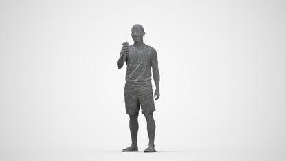 realistic 3D man standing, scanned archviz people for Blender and 3ds Max, wireframe back view