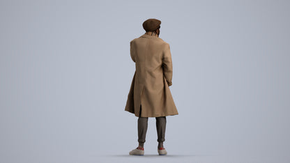 3D human model man casual standing, photogrammetry scanned person for archviz, front view render