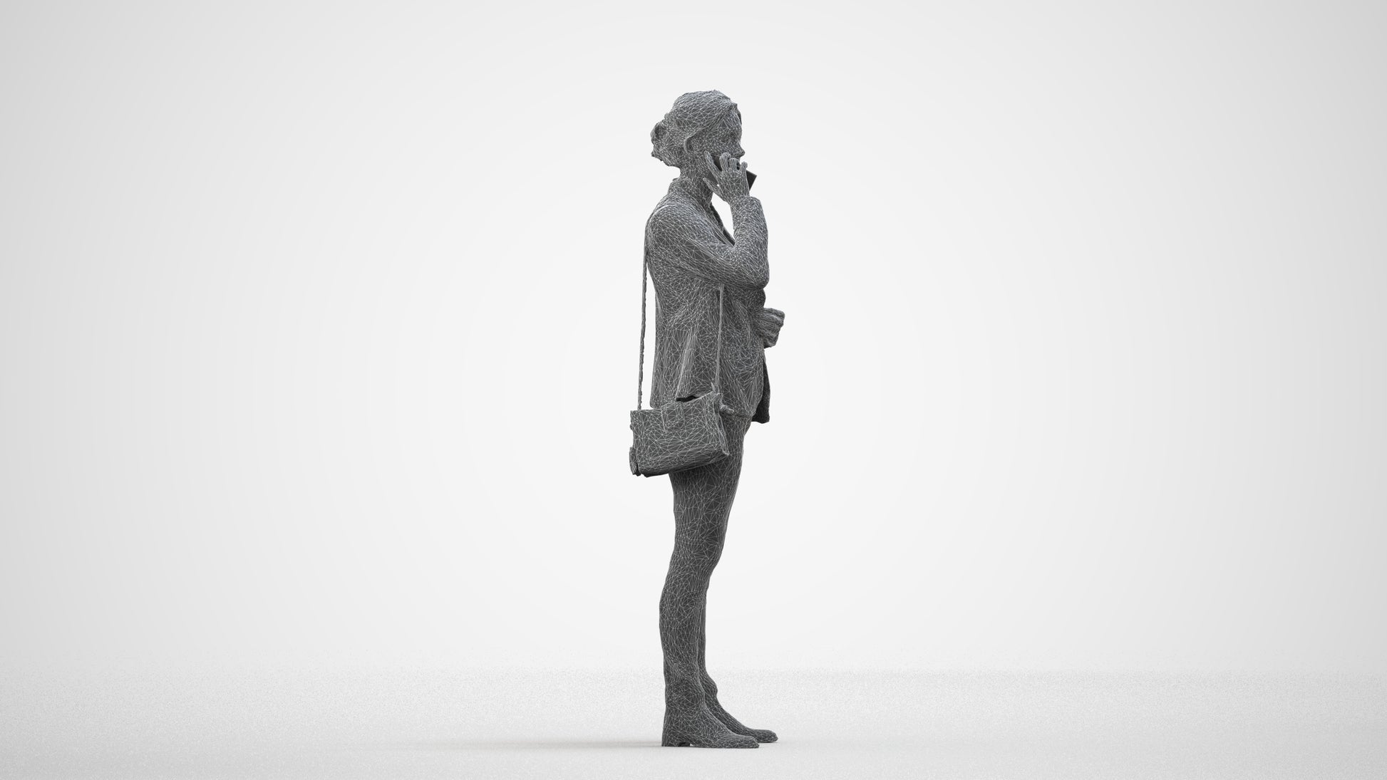 scanned 3D woman business, photogrammetry people for Enscape and V-Ray, wireframe side view